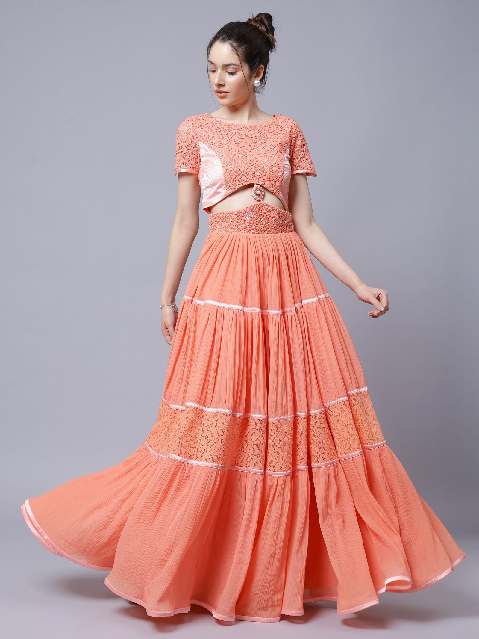 Coral Long Gown (LN0062) - Image 2