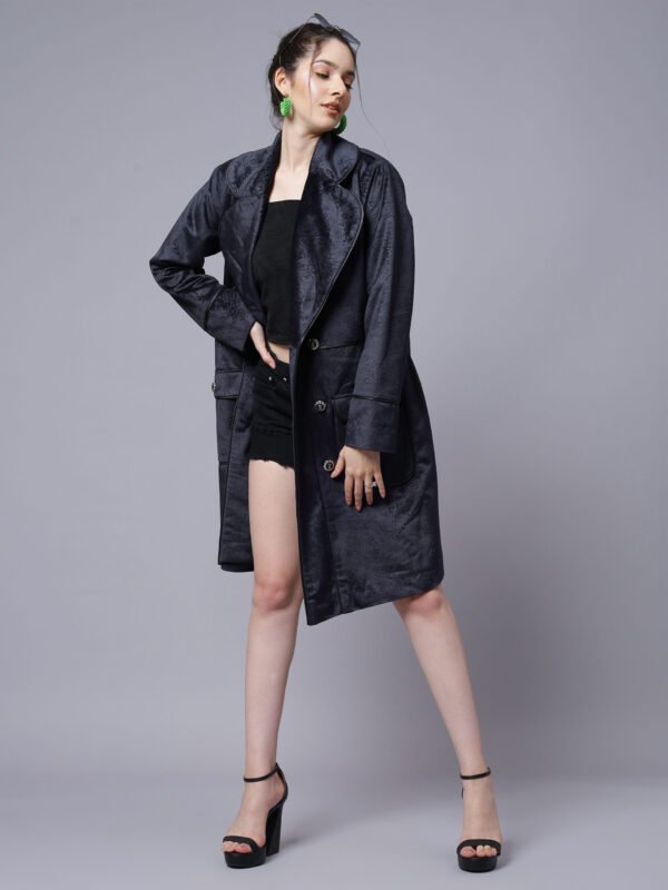 Denim Blue Embossed Velvet Coat ( LN0063 ) - Image 2