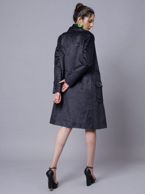 Denim Blue Embossed Velvet Coat ( LN0063 ) - Image 5