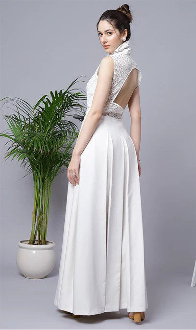 Long Lace Dress with Box Pleats ( LN0060 ) - Image 8