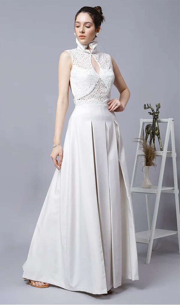 Long Lace Dress with Box Pleats ( LN0060 )