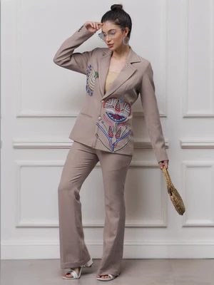 Cookie Beige Cordset with Detailed Embroidery (LN00136) - Image 3