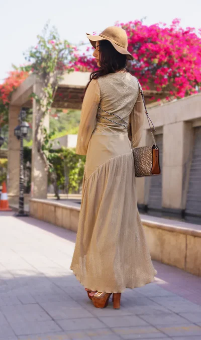 Biscotti Beige Assymetric Dress (LN00104) - Image 3
