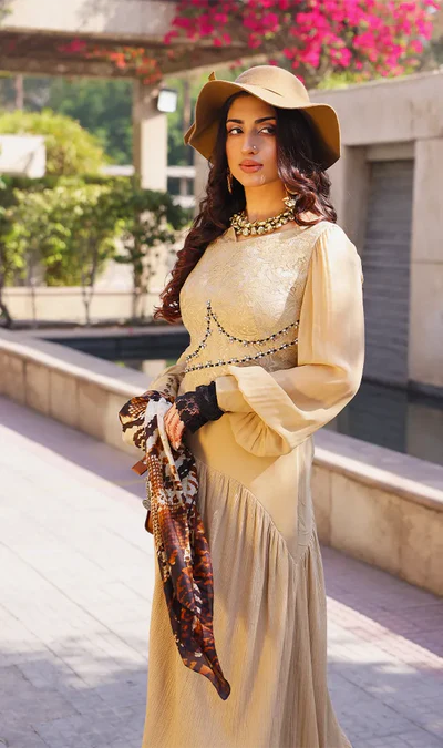 Biscotti Beige Assymetric Dress (LN00104) - Image 2